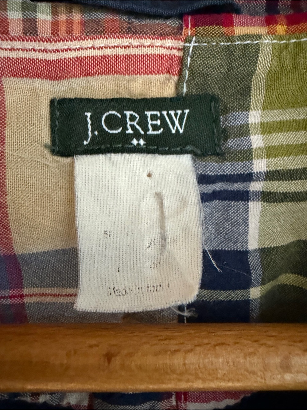 Vintage J. Crew Patchwork Plaid Blazer in Red, Navy & Green - Picture 2 of 13